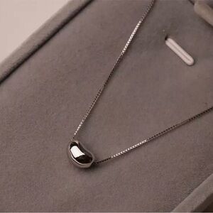 925 Stamped Sterling Silver Dainty Bean‎ Bead Necklace